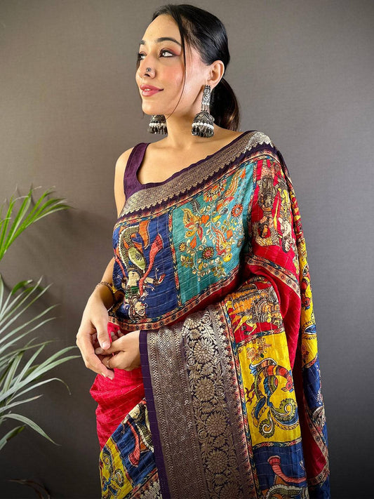 Patchwork Grace Viscose Dola Silk Saree by My Store