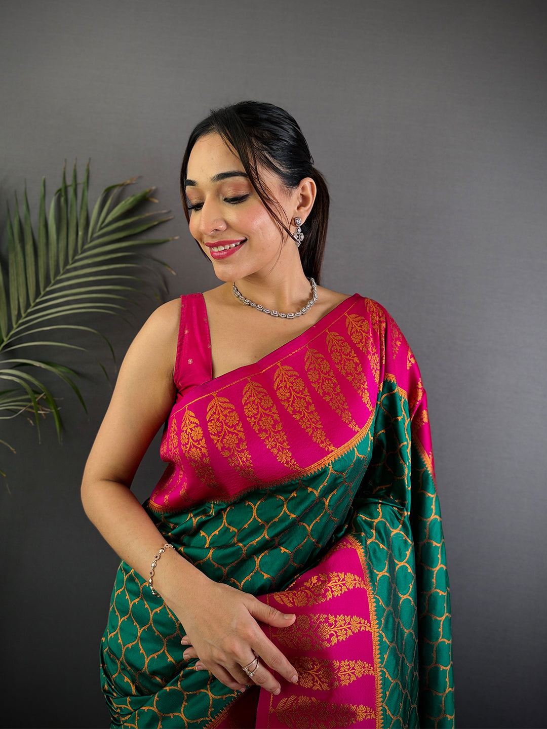 Rama Soft Banarasi Katan Silk Saree by My Store
