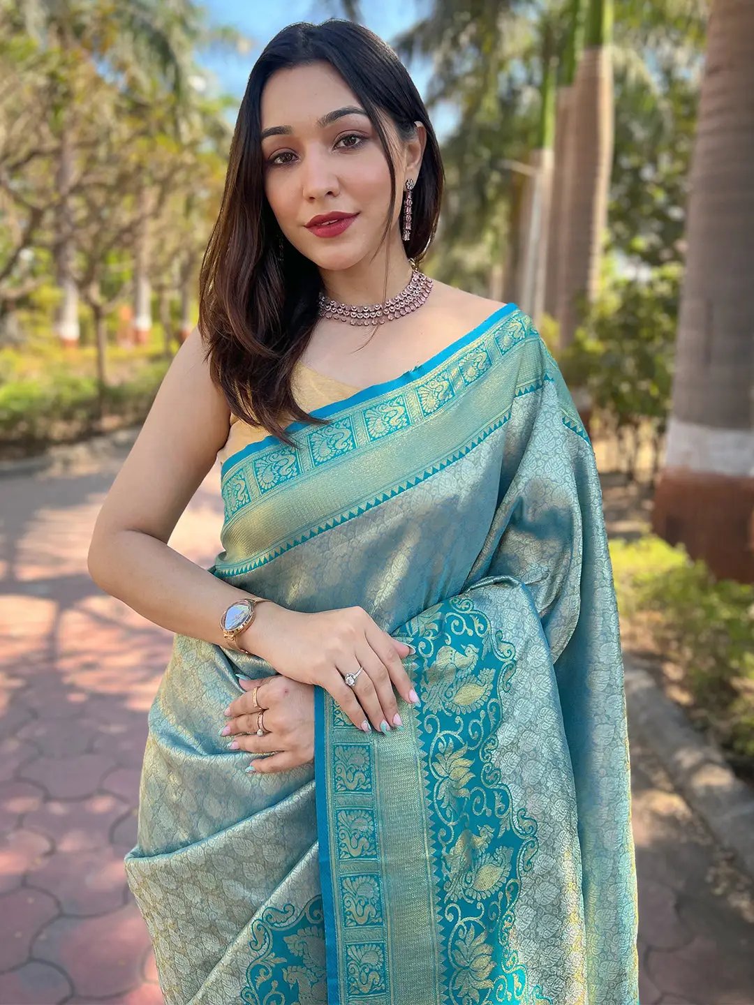 Traditional One Gram Gold Tissue Kanjivaram Soft Silk Saree