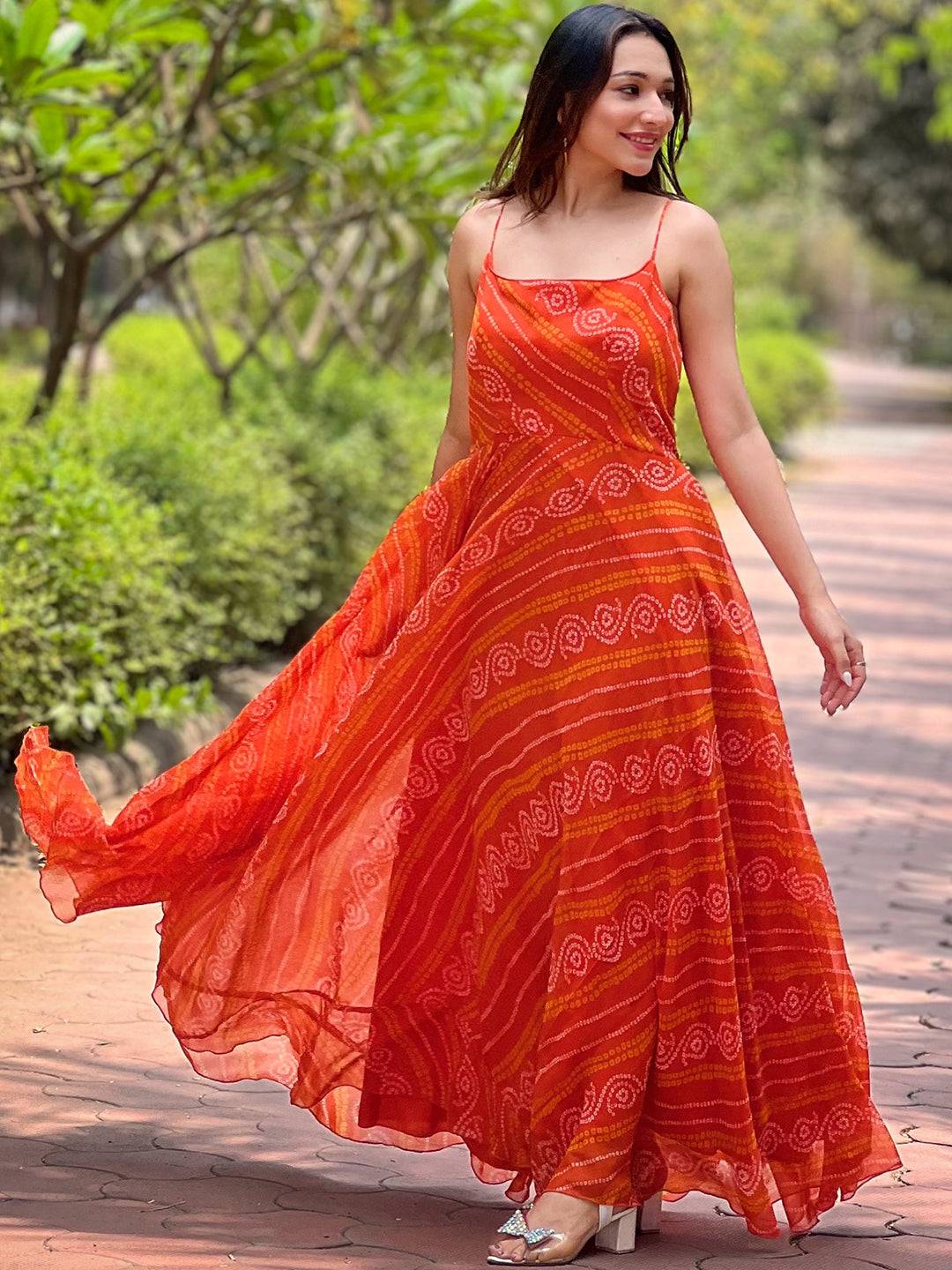 Forest Green Long Printed Dress by My Store