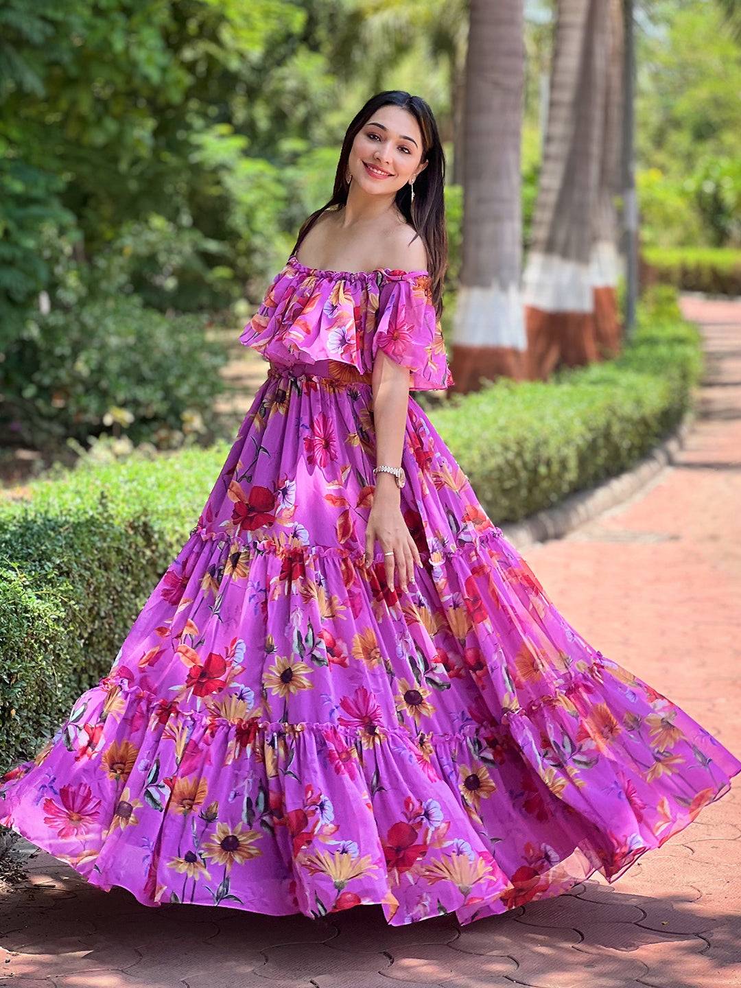 Orchid Bloom Off-shoulder Dress by My Store