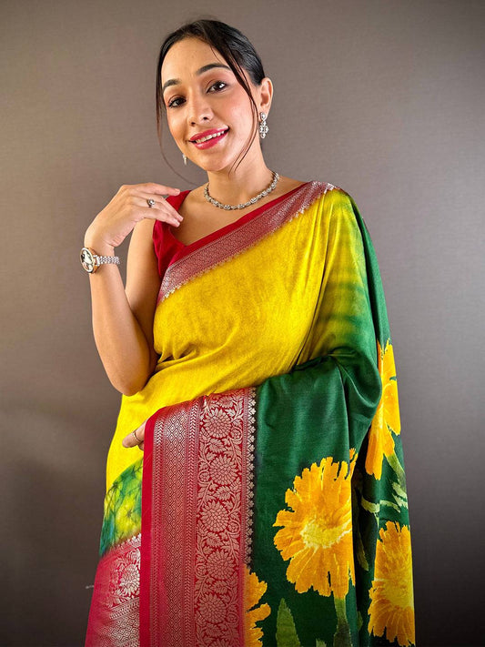 Majestic Zari Blossom Dola Silk Saree by My Store