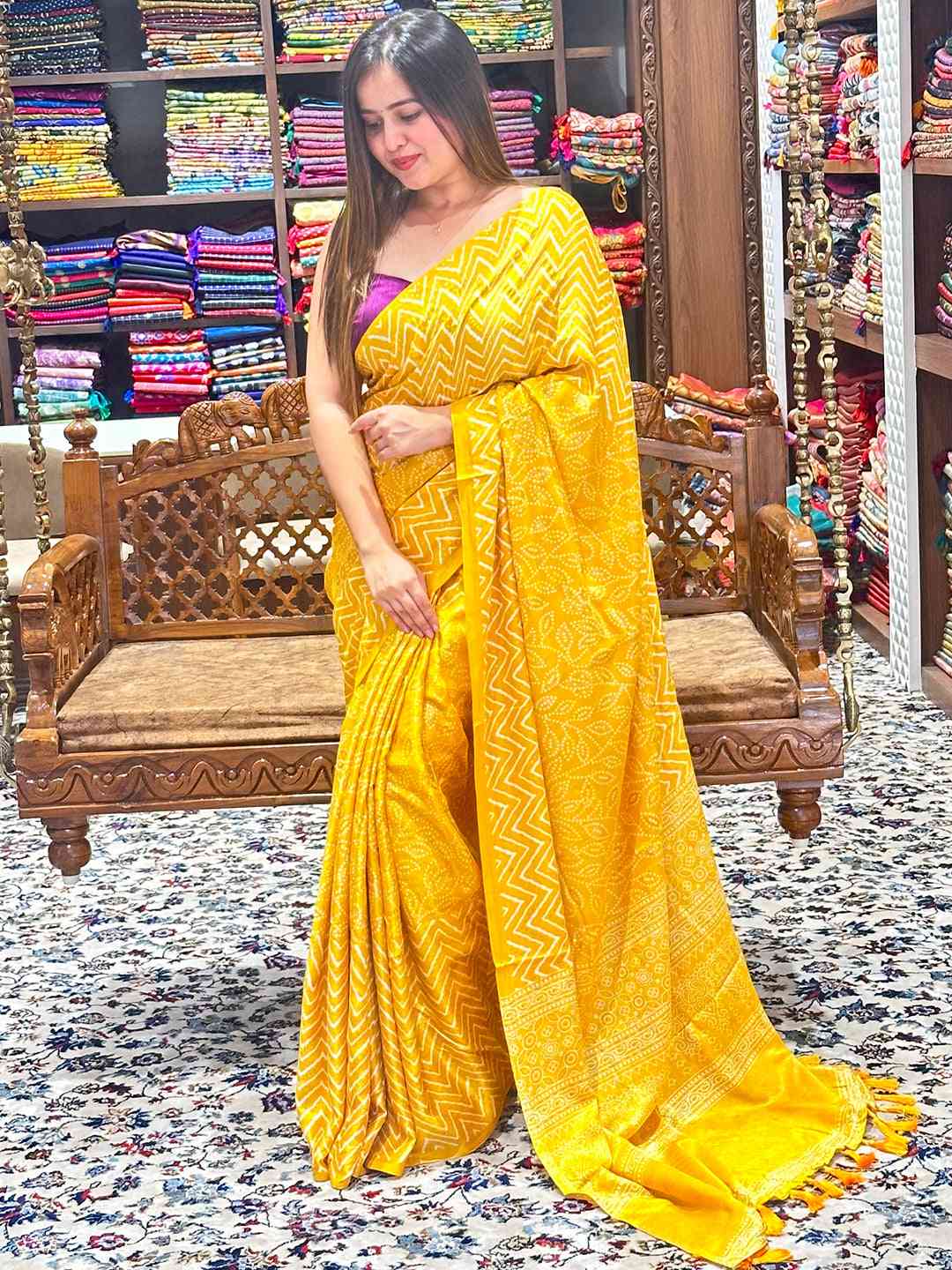 Exclusive Manipuri Silk Saree with Foil Print by My Store