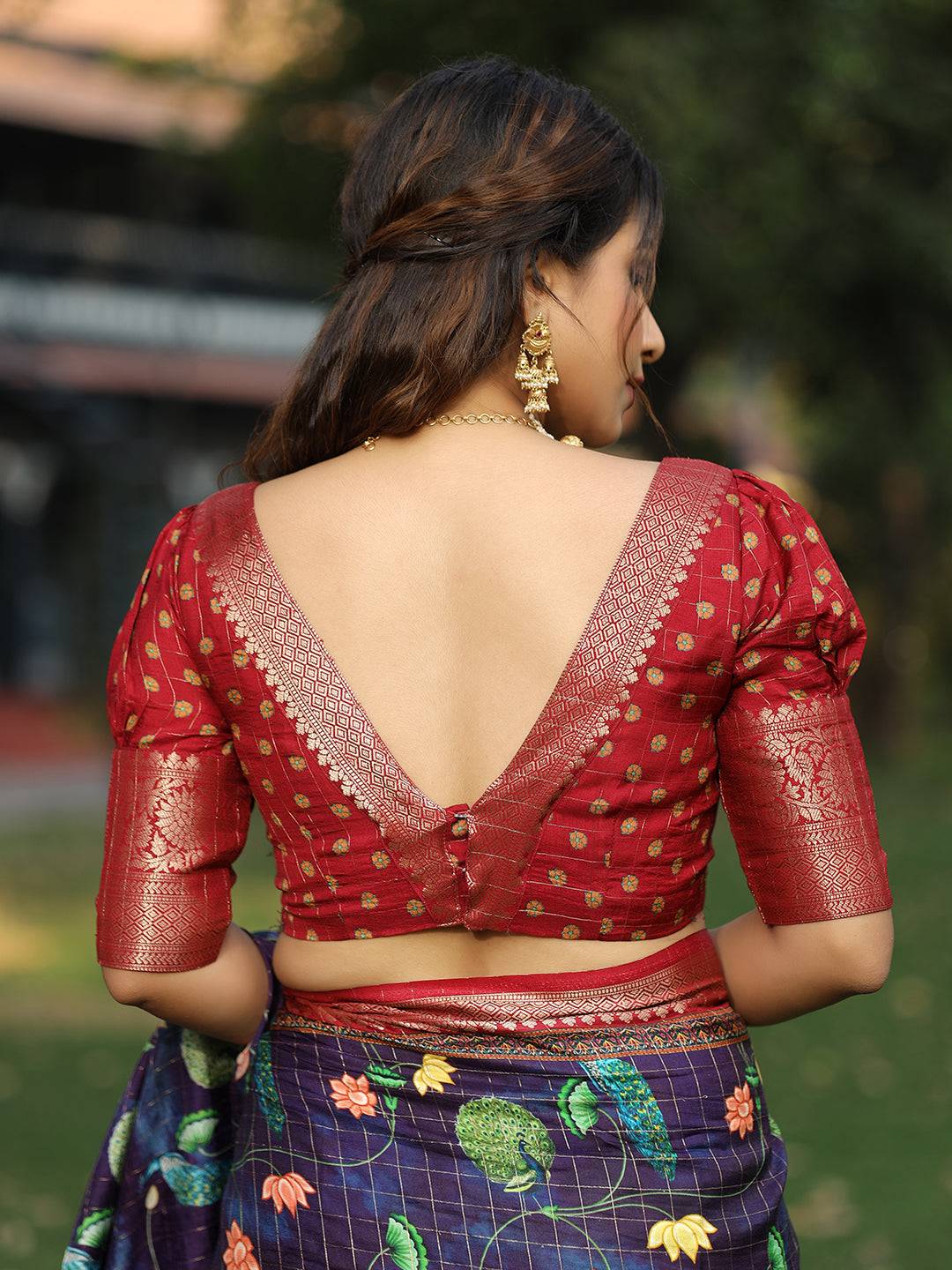 Navy Colour Pure Viscose Dola Silk Saree With Mughal Motifs - Luxe by My Store