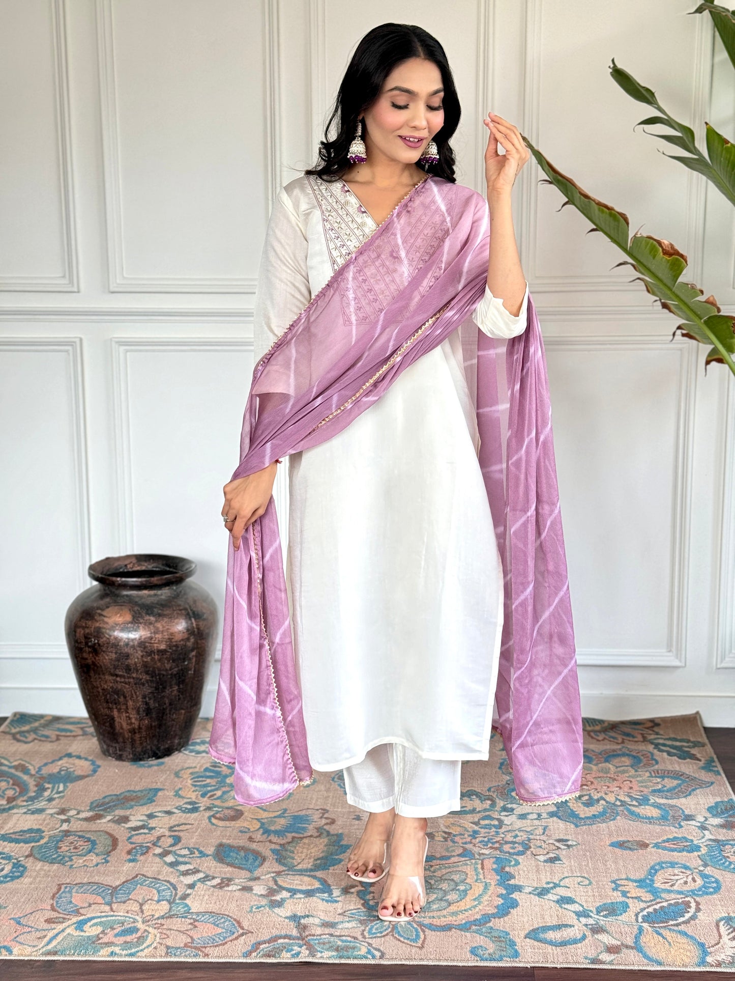 Women's Wear Readymade White Kurta Set