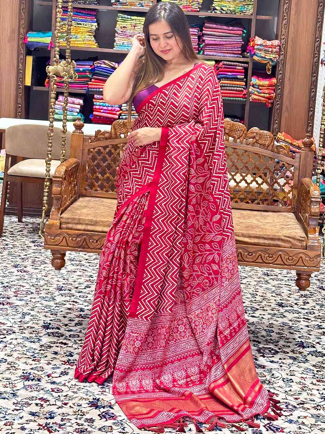 Exclusive Manipuri Silk Saree with Foil Print by My Store