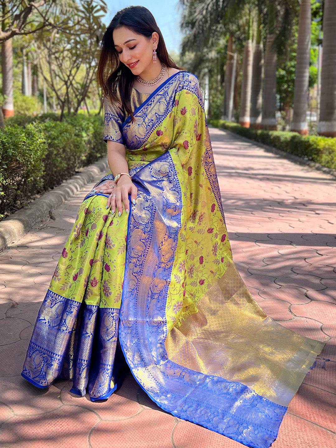 Blue Colour Banarasi One Grm Tissue Silk Festive Wear Saree