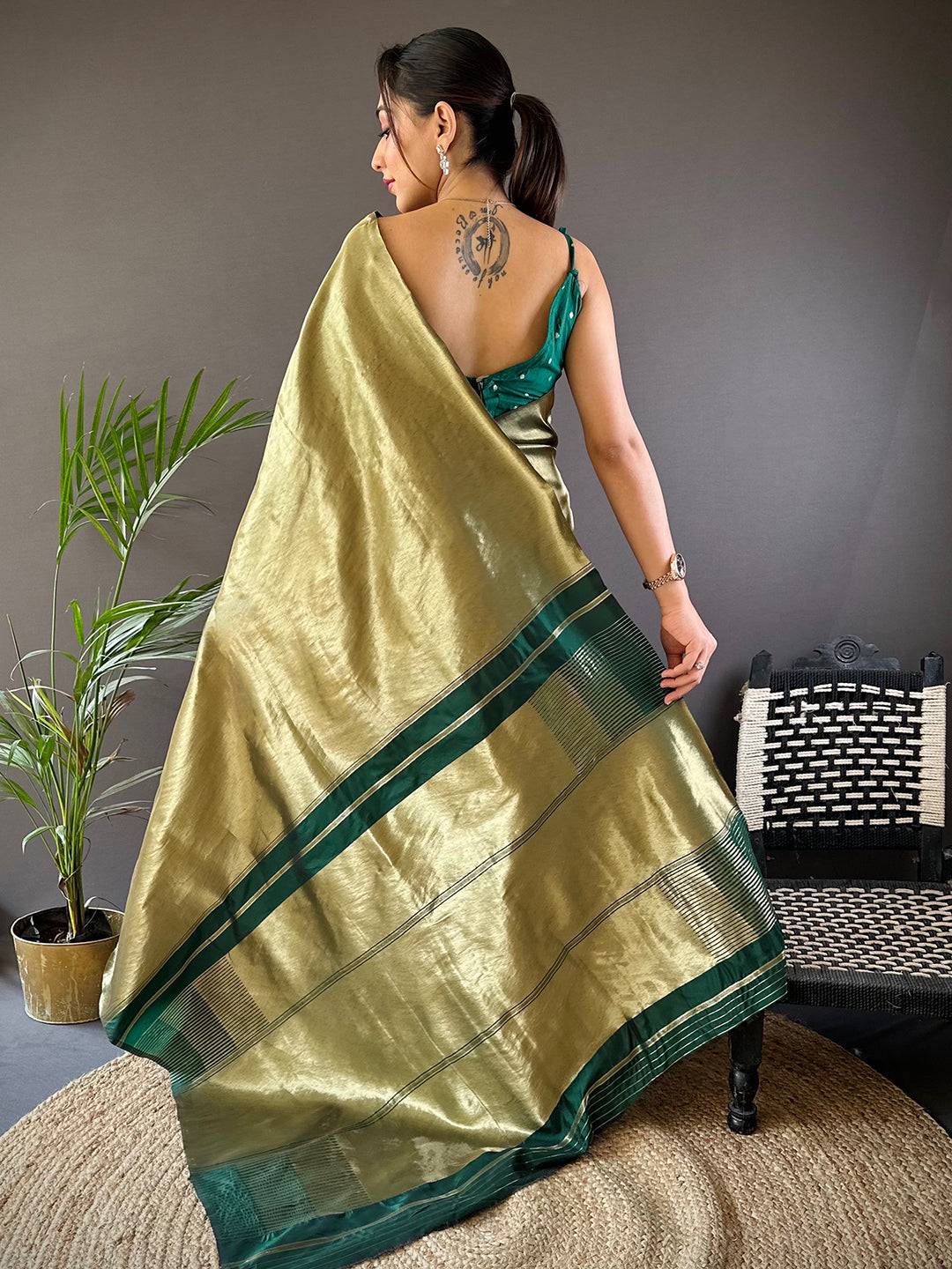 Olive Elegance Kanjivaram Saree by My Store