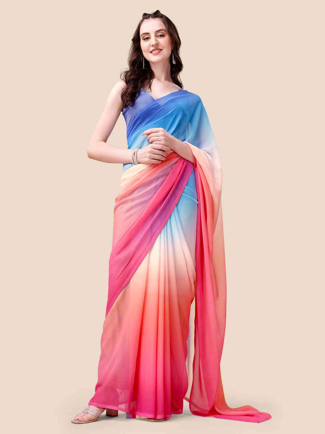 Soft Georgette Bollywood celebrity Wear Saree by My Store