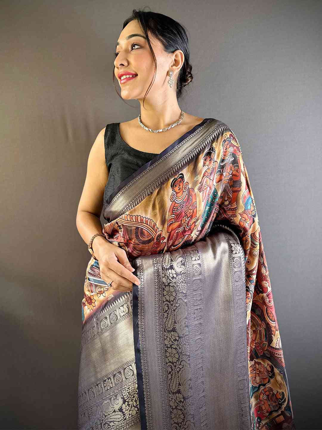 Heritage Bloom Kalamkari Silk Saree