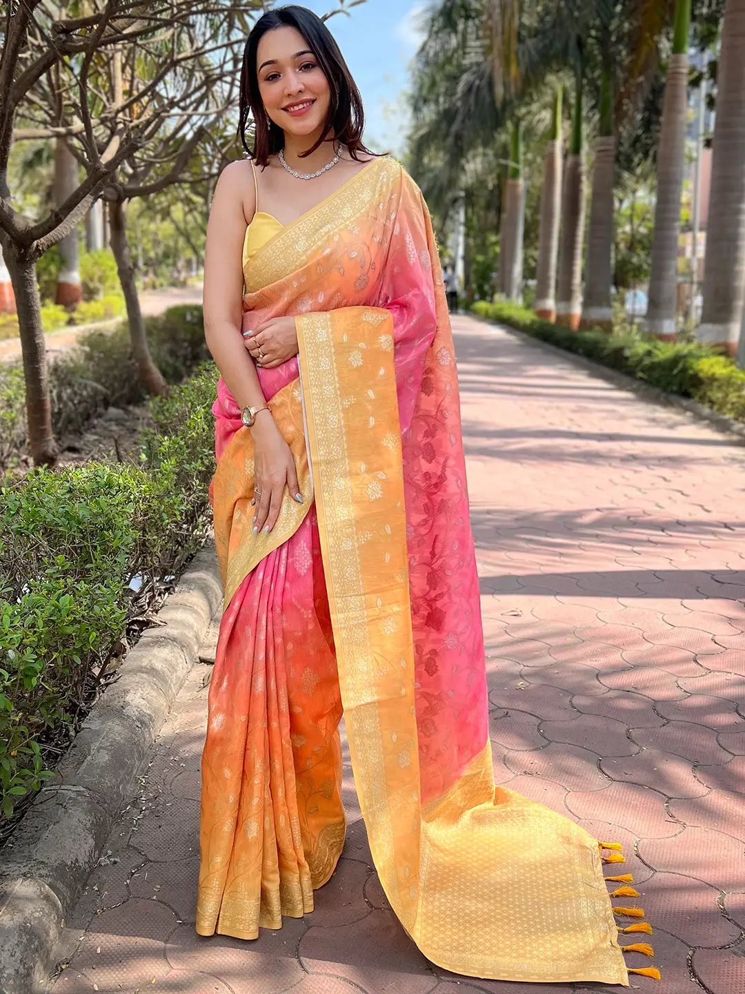 Bollywood Soft Slub Silk With Pure Zari And Lakhnavi Badla Weaving by My Store