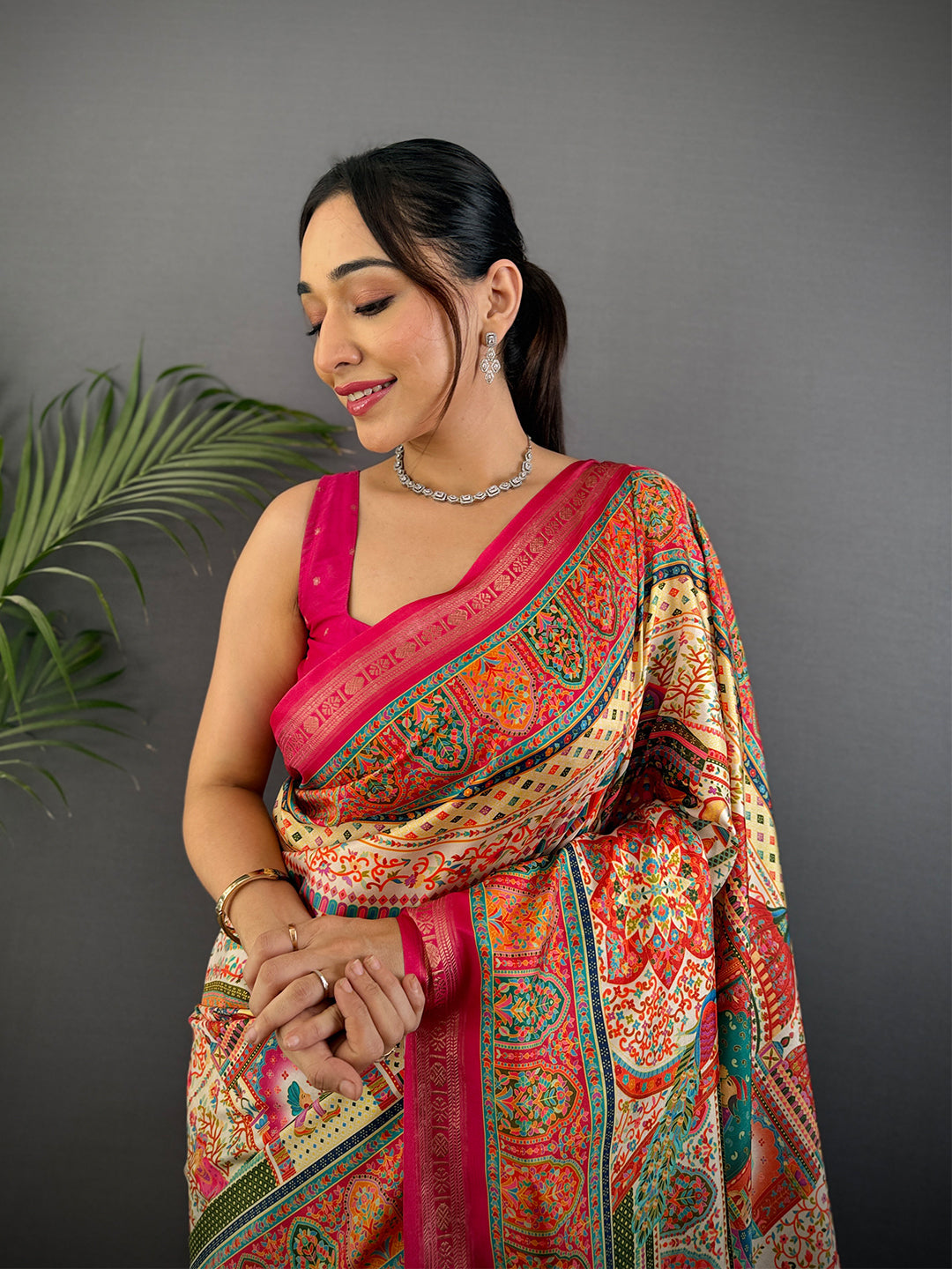 Soft Silk Pashmina Kashmiri Print Saree