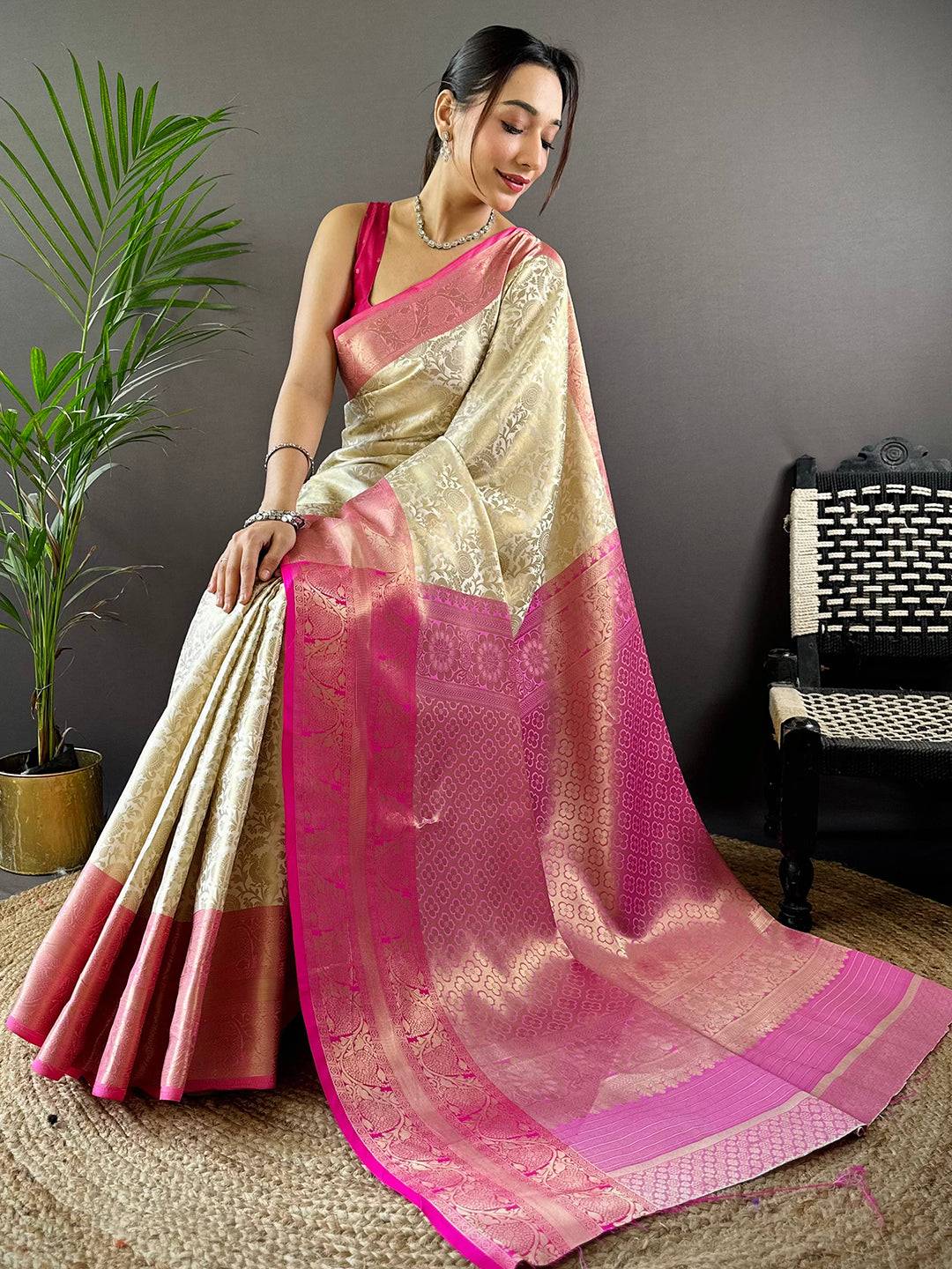 Royal Banarasi Kora Katan Silk Saree by My Store