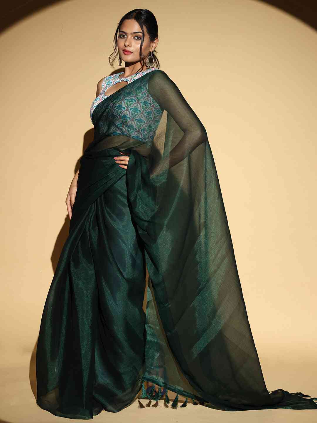 Chiffon Dual Tone Party Wear Design Saree by My Store