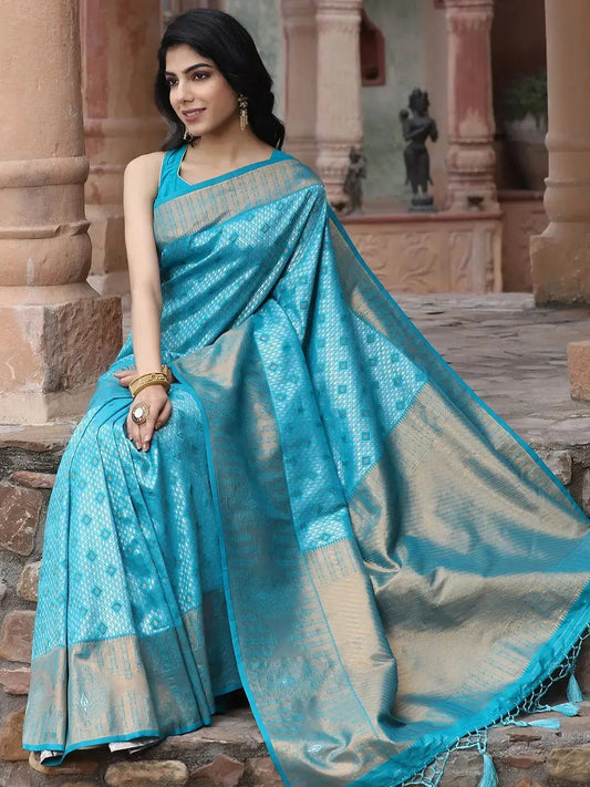 Kanjivaram Silk Saree With Zari Work by My Store
