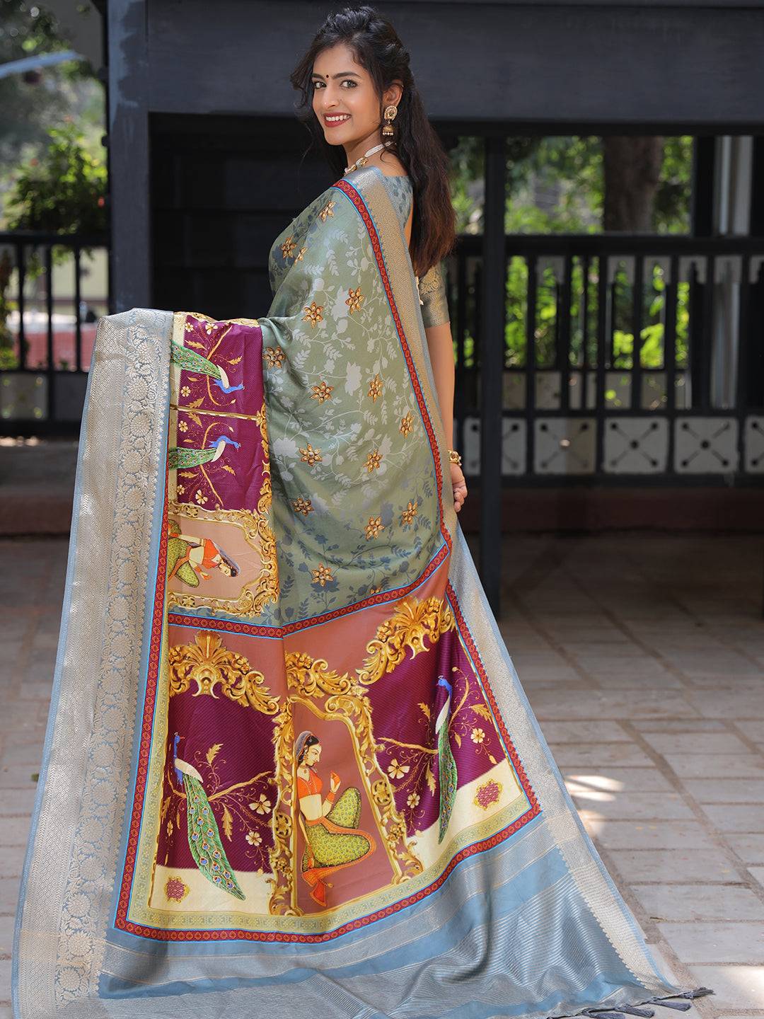 Pure Viscose Dola Silk Saree With Zari Weaving Pallu In Light Blue Colour - Luxe by My Store