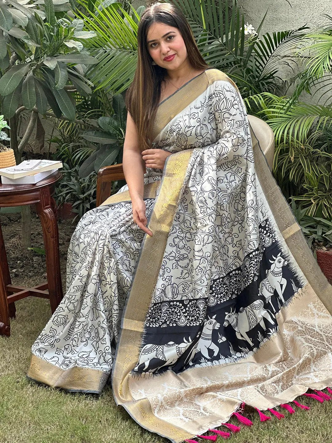 Stunning Kalamkari and Block Print Work Saree by My Store