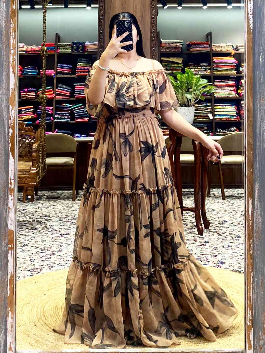 Botanical Off-Shoulder Ruffle Dress by My Store