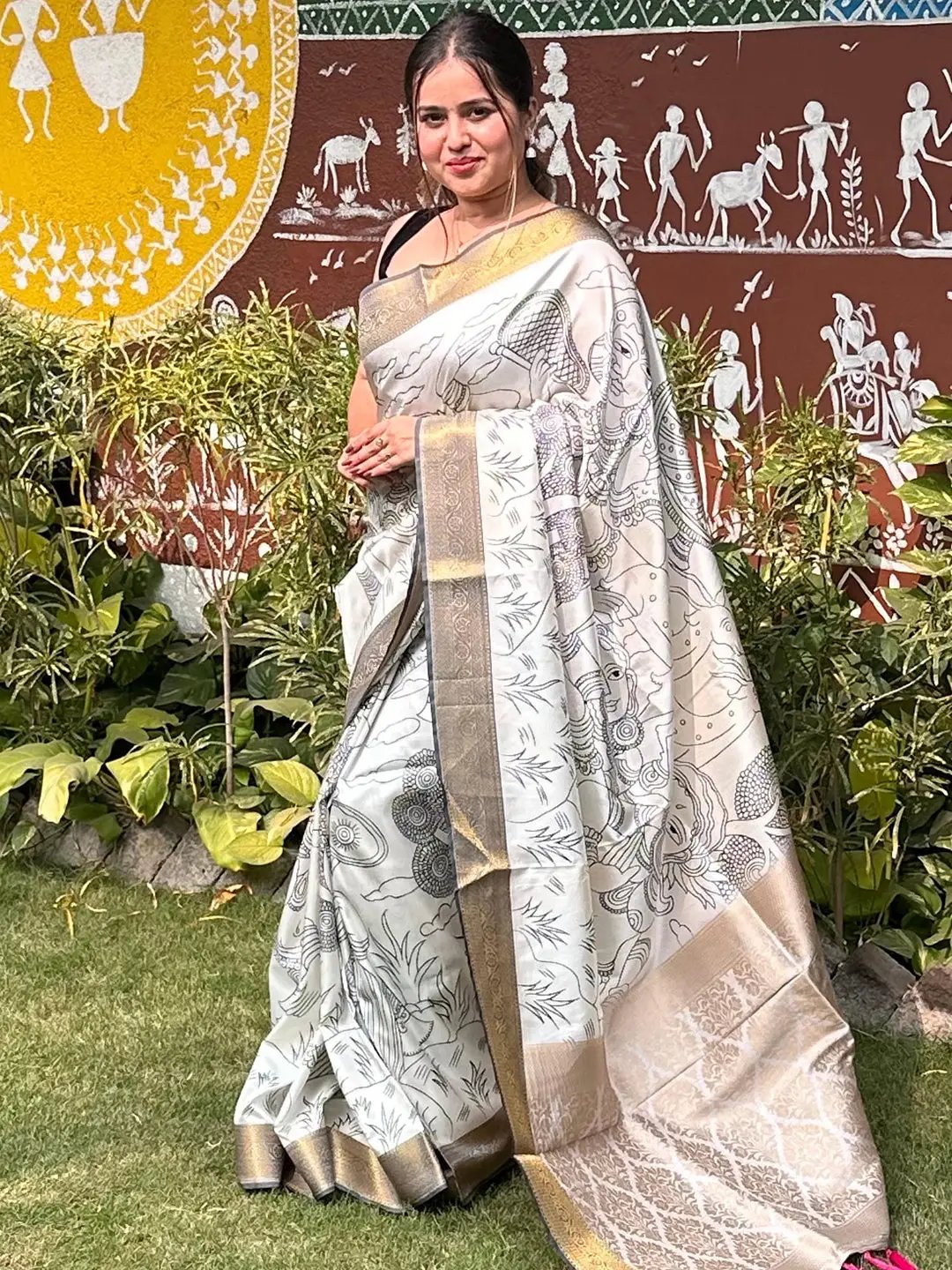 Stunning Kalamkari and Block Print Work Saree
