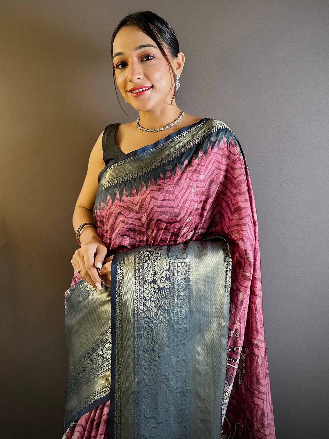 Intricate Dahliya Maroon Banarasi Silk Saree by My Store