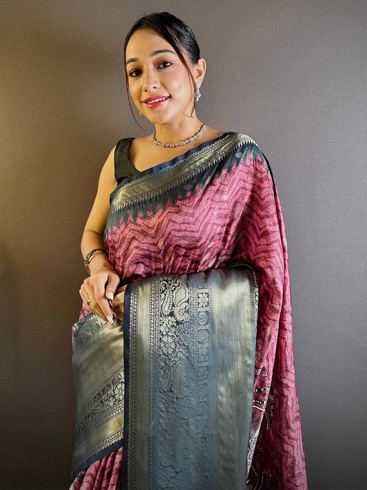 Intricate Dahliya Maroon Banarasi Silk Saree by My Store