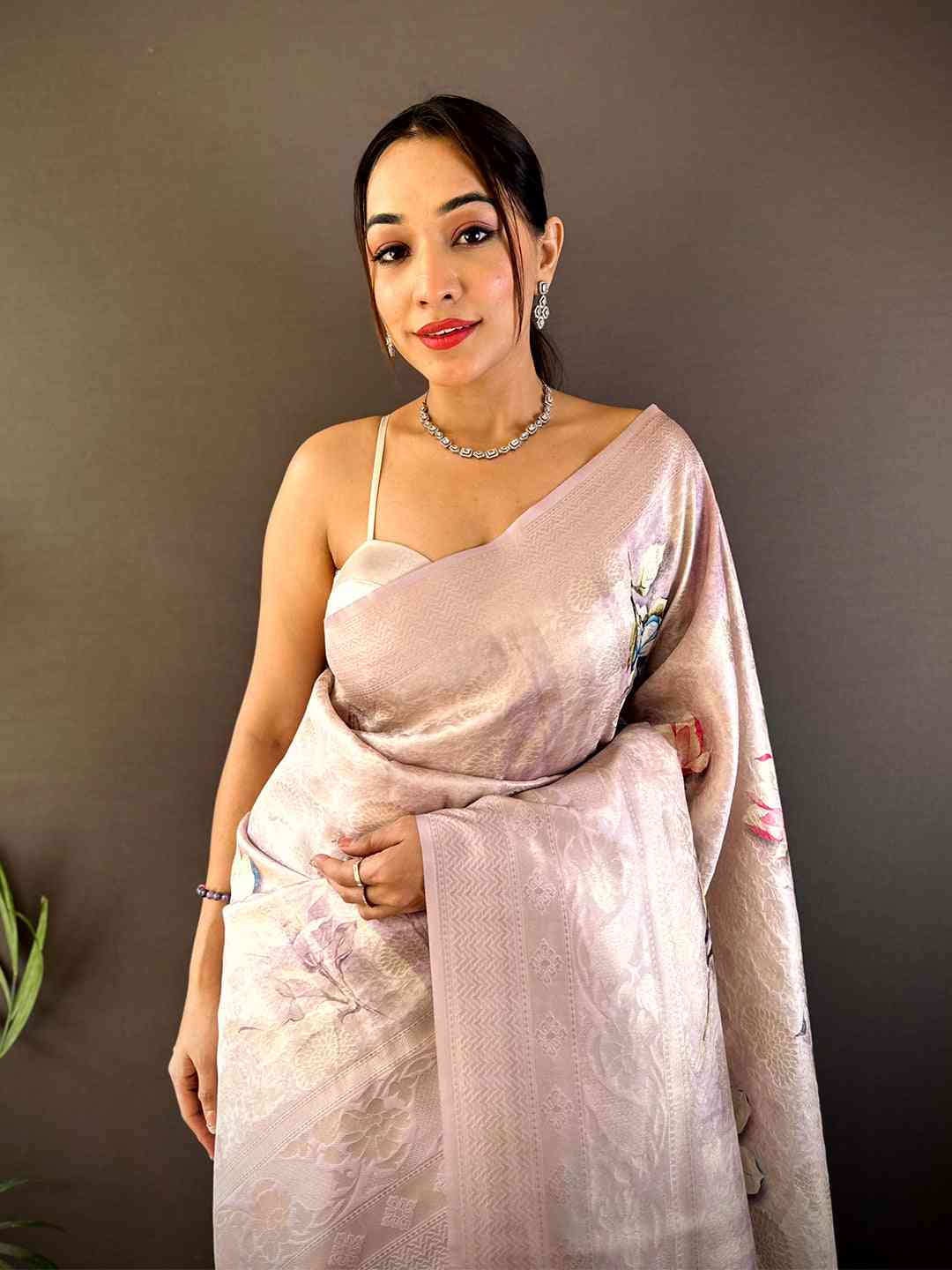 Blush Pink Kanjivaram Digital Silk Saree by My Store