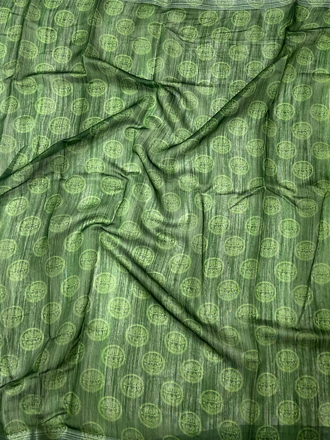 Olive Linen Kalamkari Printed Saree by My Store