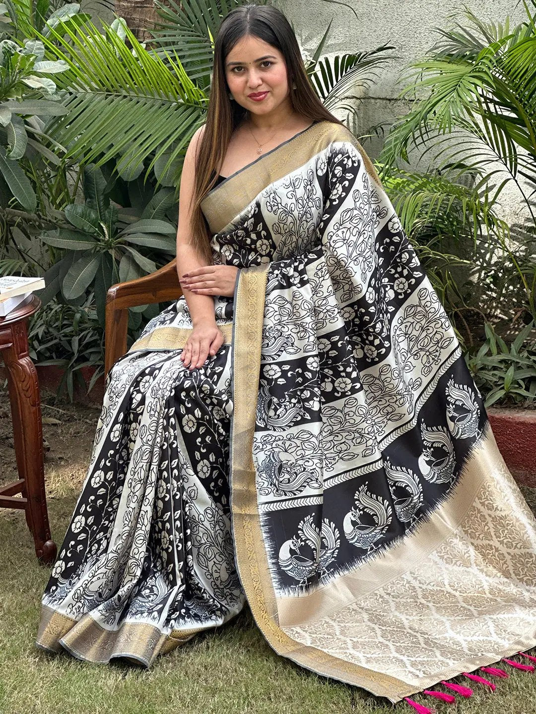 Stunning Kalamkari and Block Print Work Saree