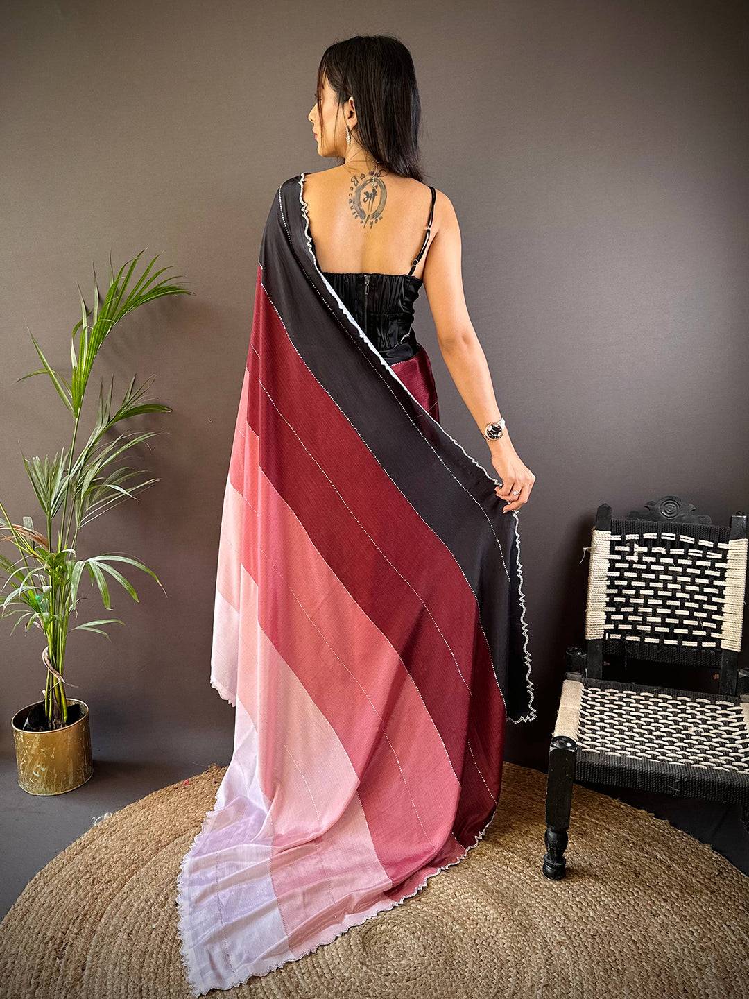 Celestial Glow Zarocan Chiffon Saree by My Store