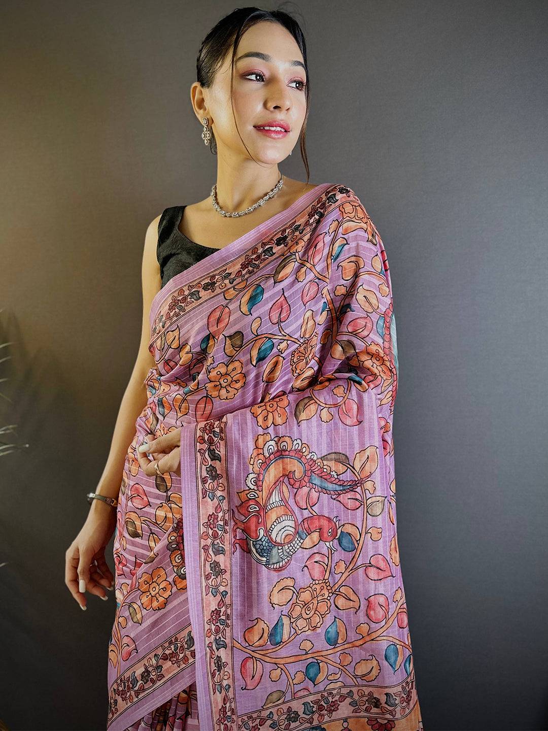 Blush Pink Kalamkari Saree by My Store