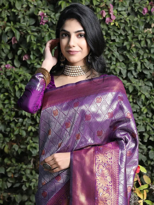 Kanjivaram Silk Saree With Zari Work by My Store