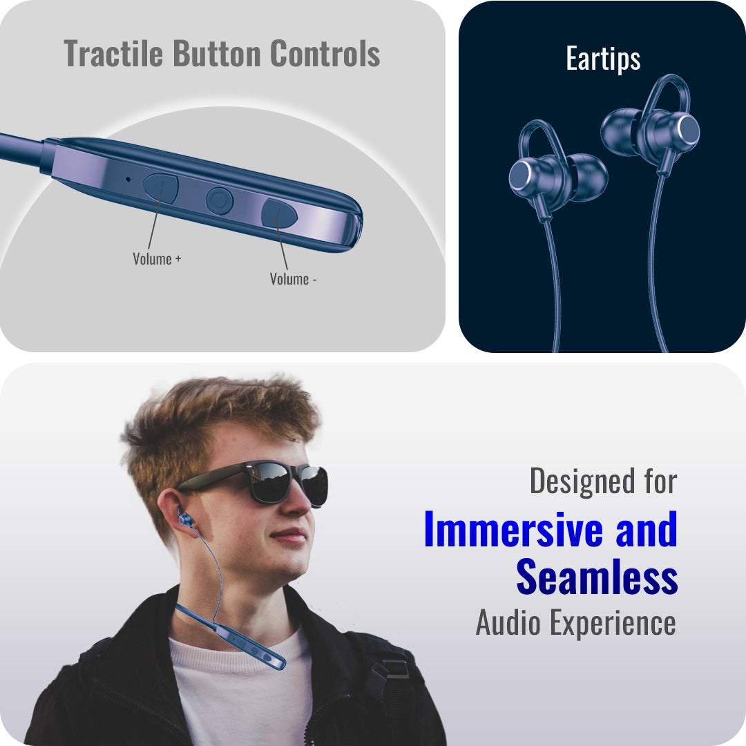TecSox Verve Bluetooth Neckband | Metallic Touch + High Bass