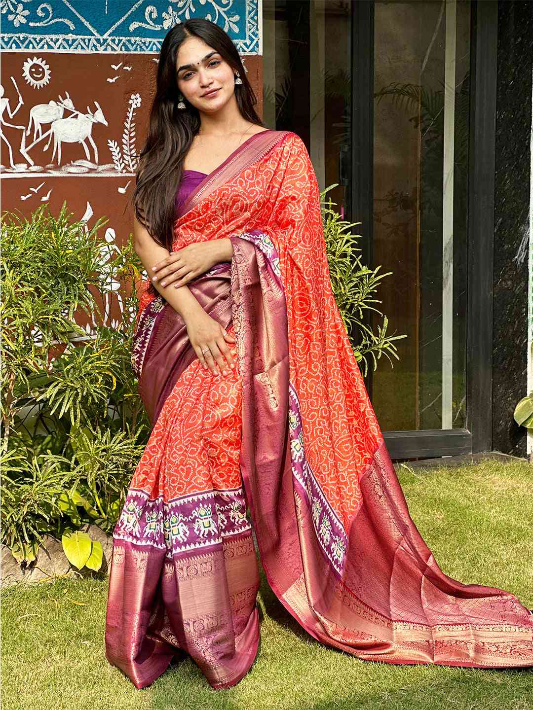 Soft Silk Bandhej Digital Printed Saree by My Store