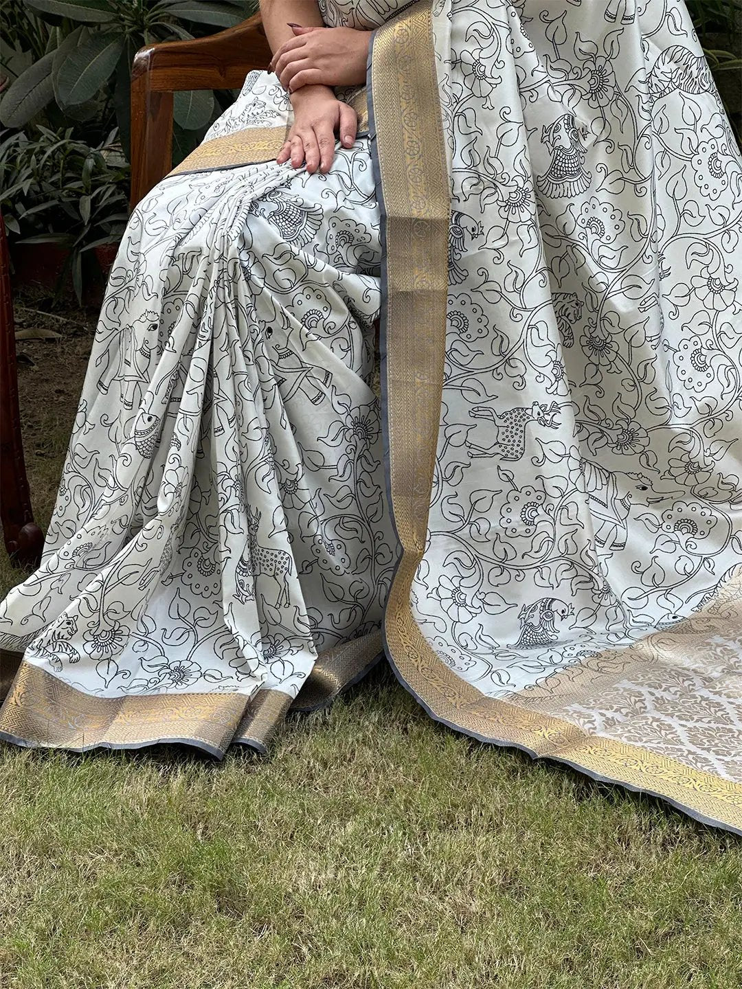 Stunning Kalamkari and Block Print Work Saree by My Store