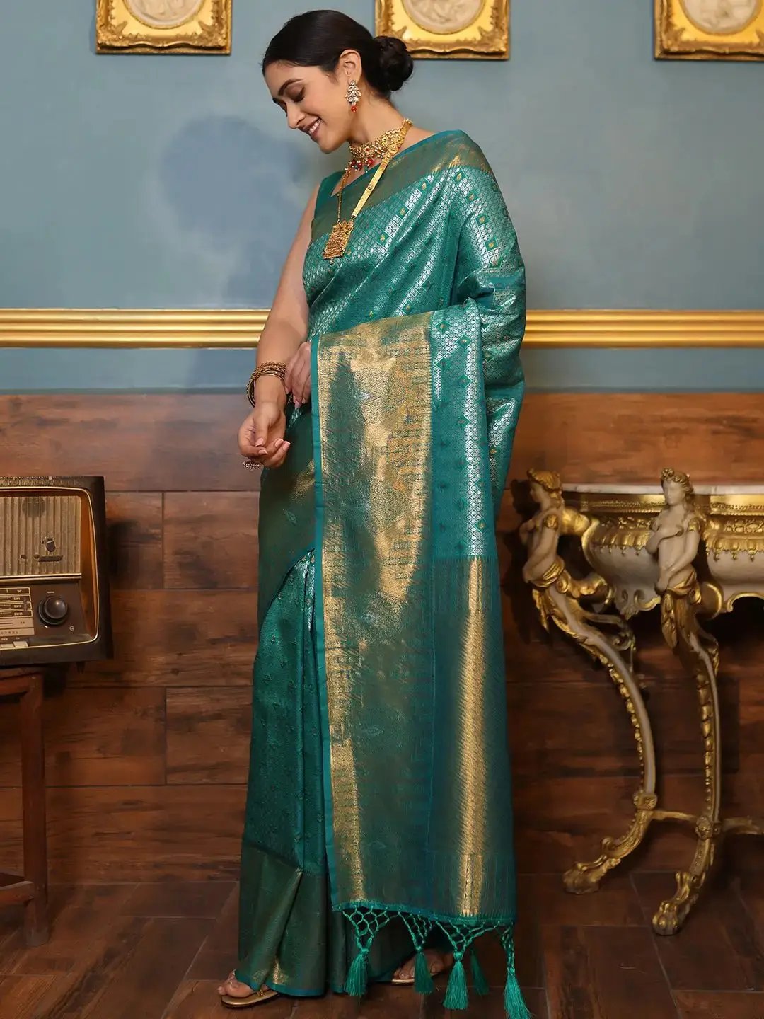 Kanjivaram Silk Saree With Zari Work by My Store
