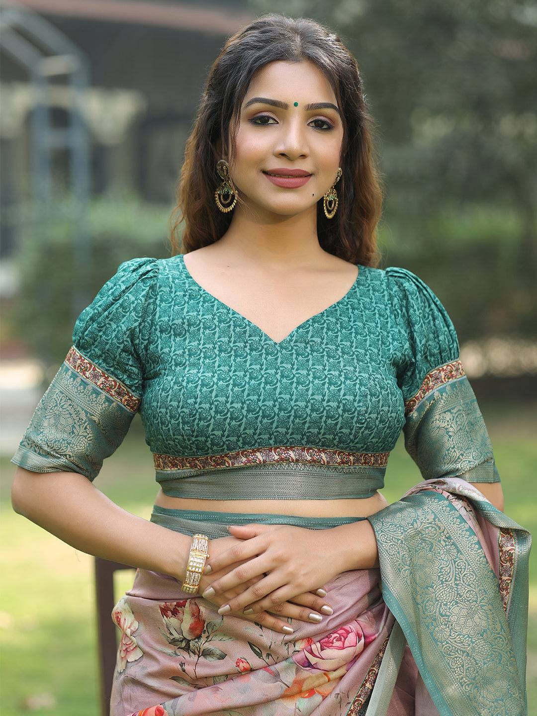 Light Pink Colour Phulkari Design Zari Weaving Pallu Saree - Luxe by My Store