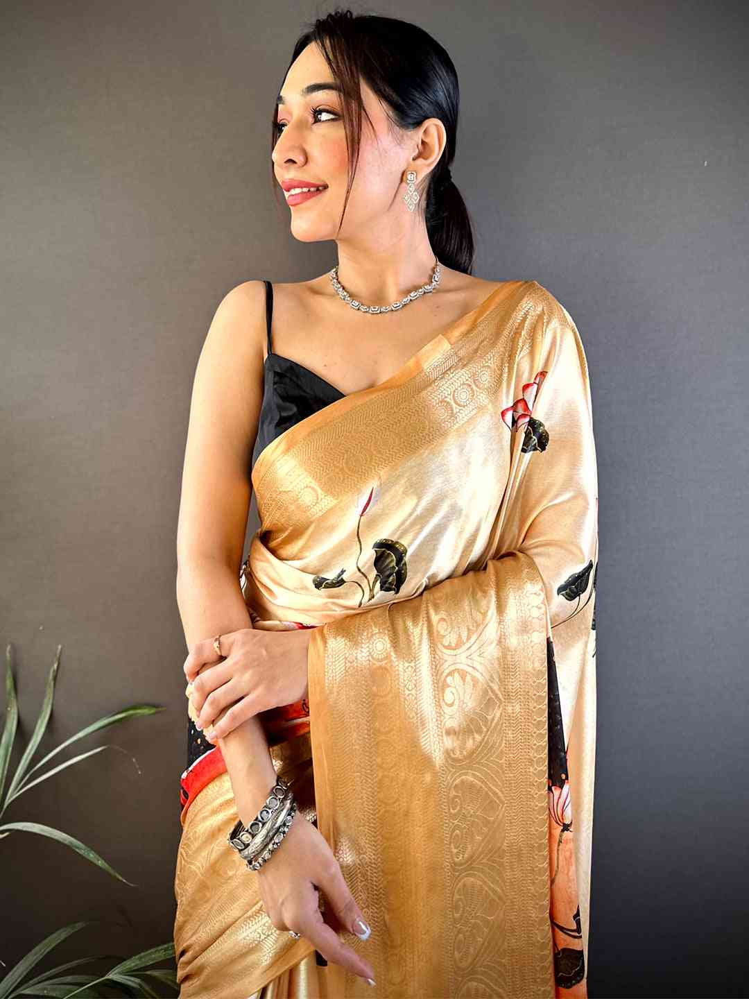 Sunlit Yellow Pichwai Print Soft Silk Saree by My Store