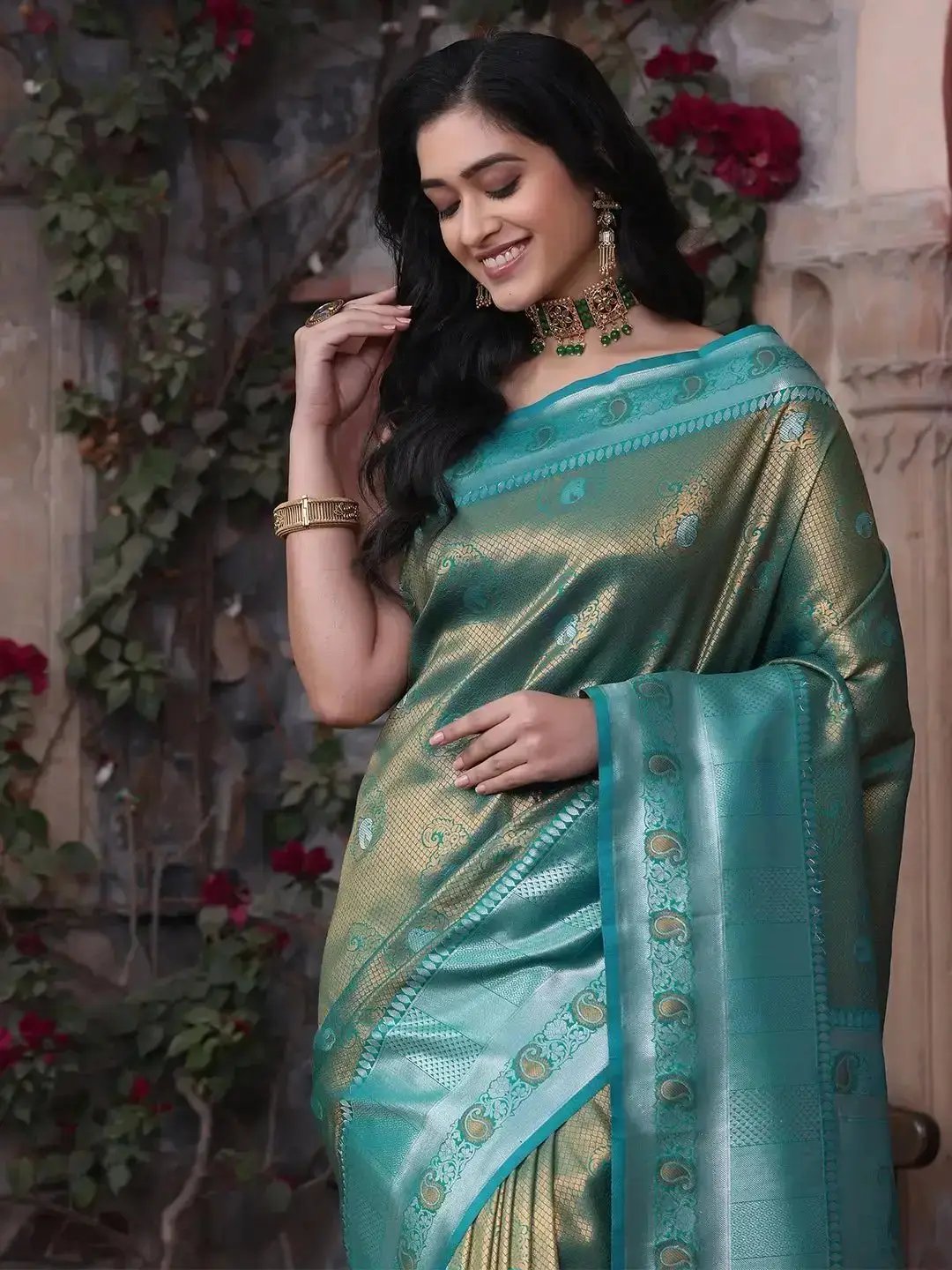 Kanjivaram Silk Saree With Zari Work by My Store
