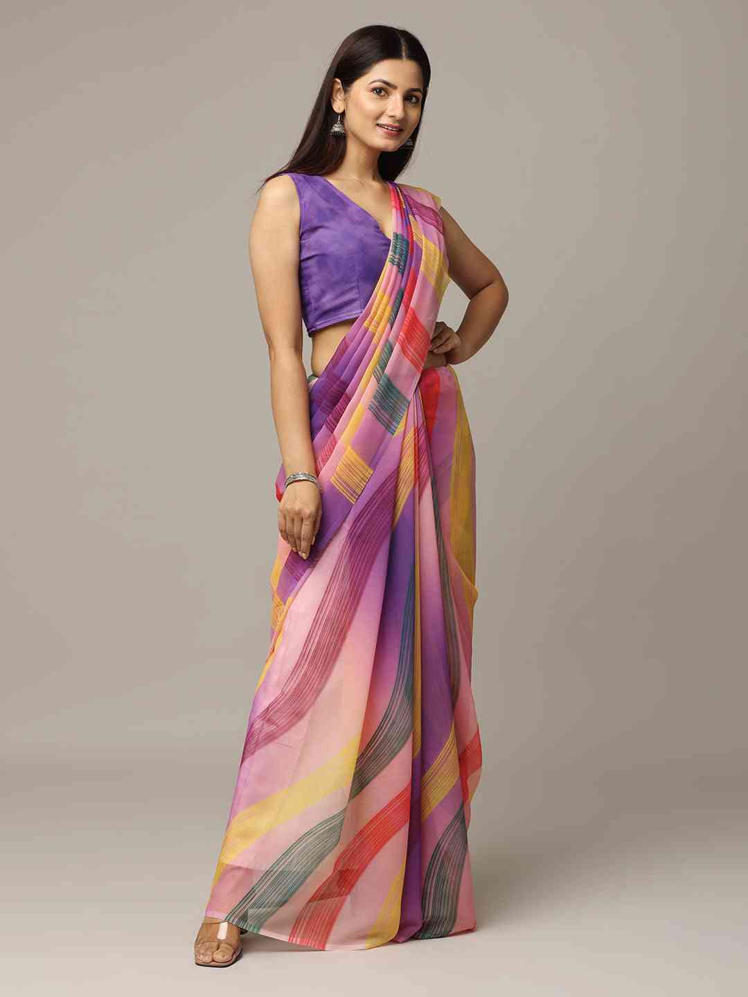 Leheriya Soft Georgette Digital Print Party Wear Saree by My Store