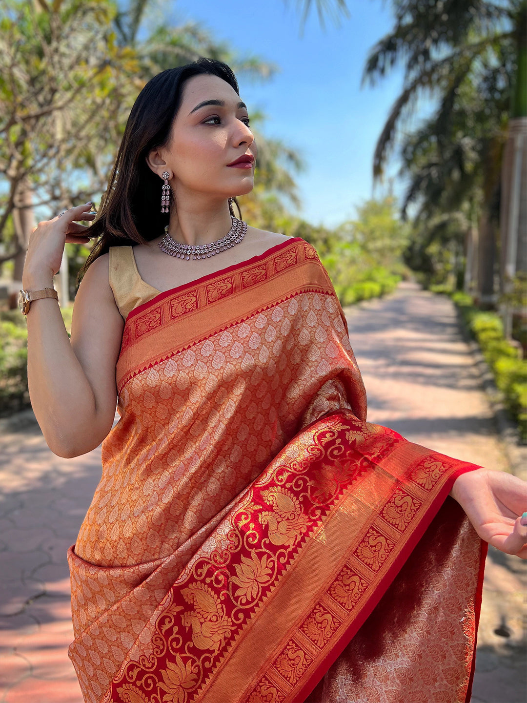 Latest One Gram Gold Tissue Kanjivaram Soft Silk Saree by My Store