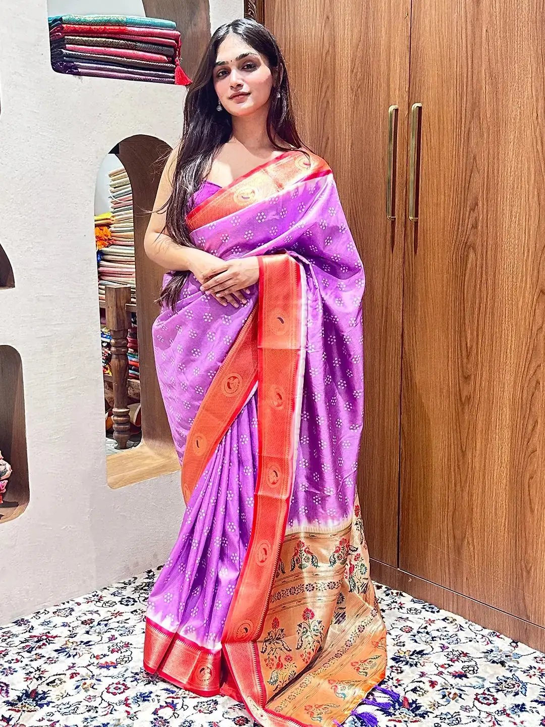 Exclusive Paithani Minakari Pallu With Bandhej Print Saree by My Store