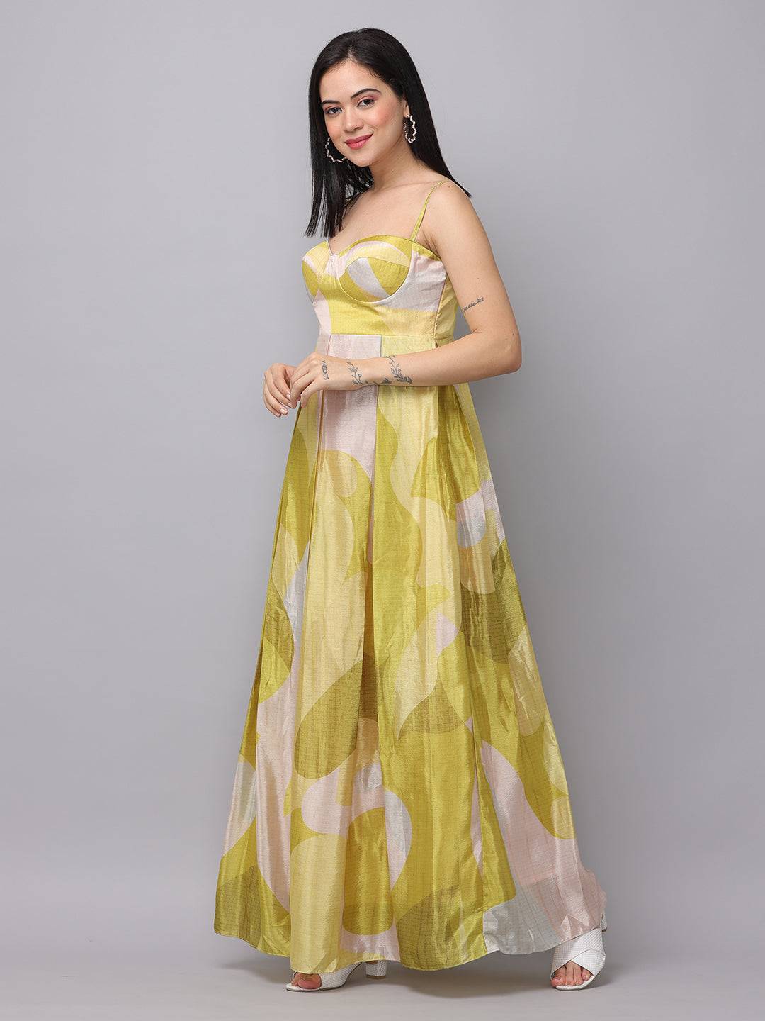 Spring Green Abstract Print Dress by My Store