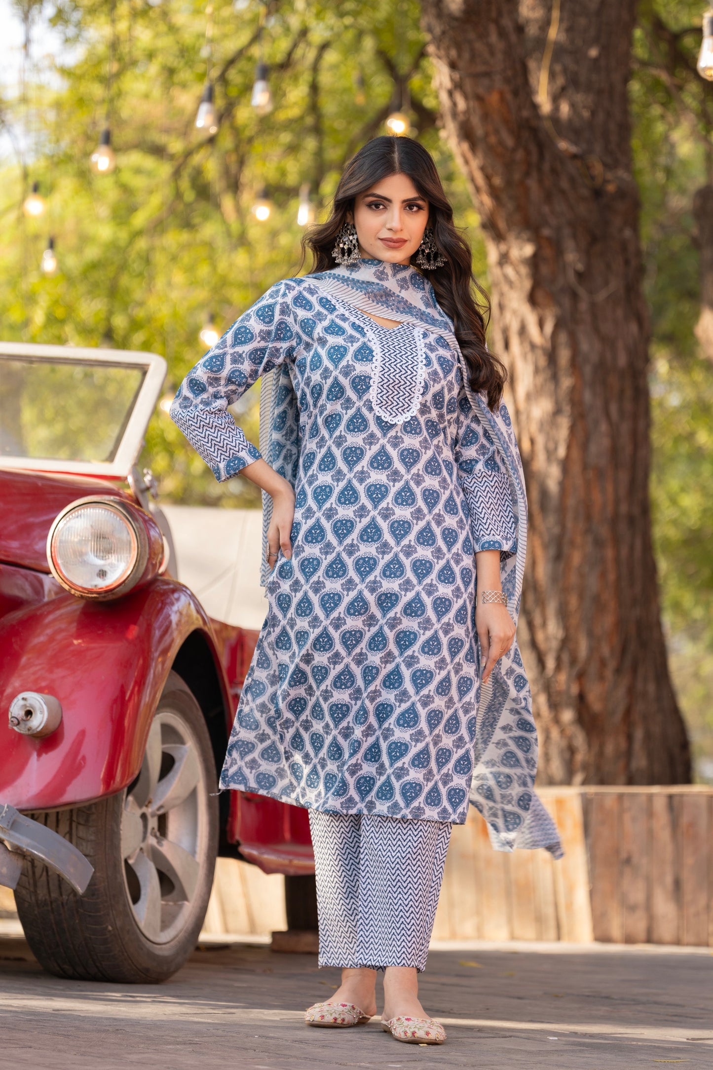 Ethenic Wear Blue Kurta Set