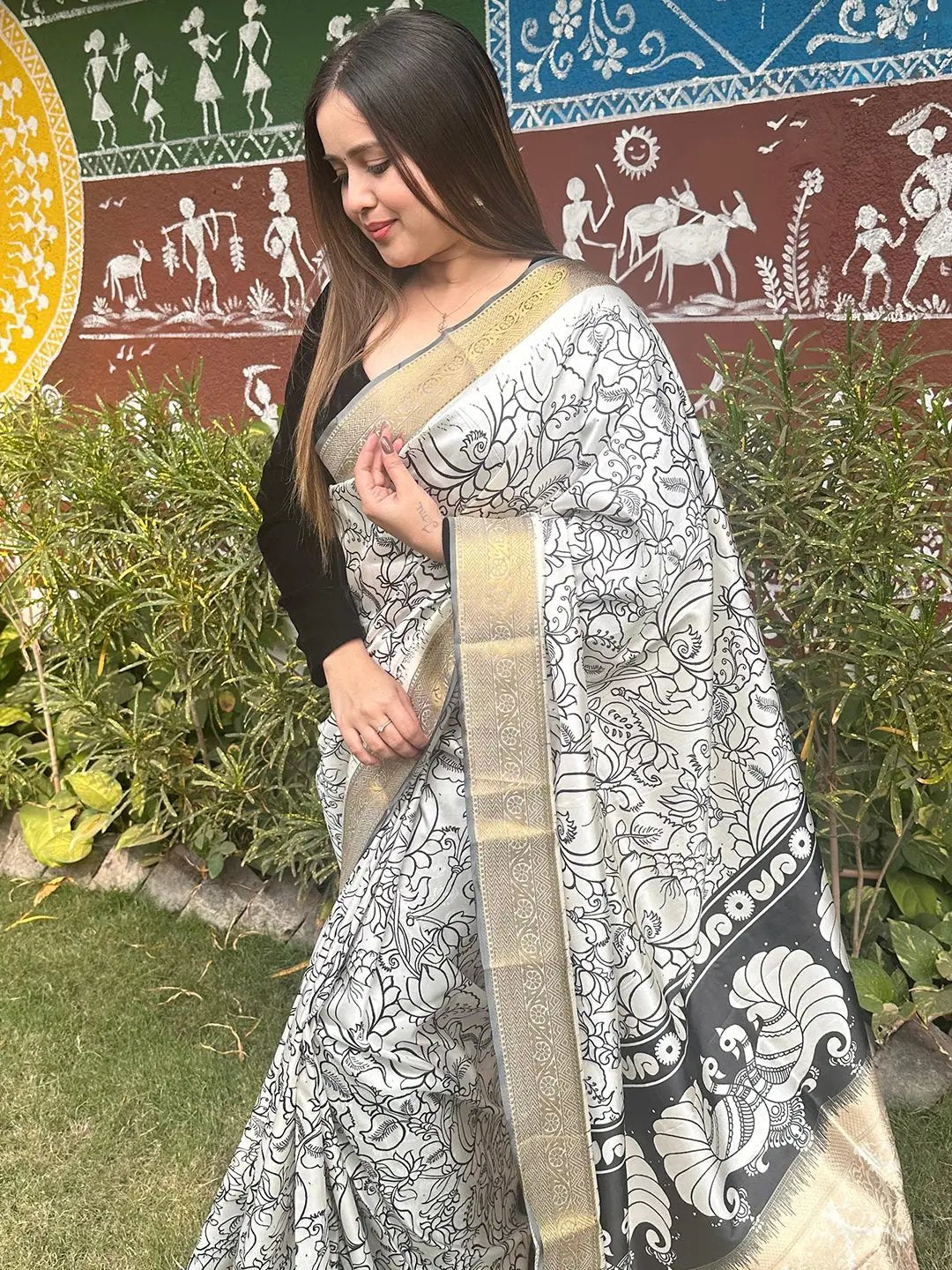 Stunning Kalamkari and Block Print Work Saree