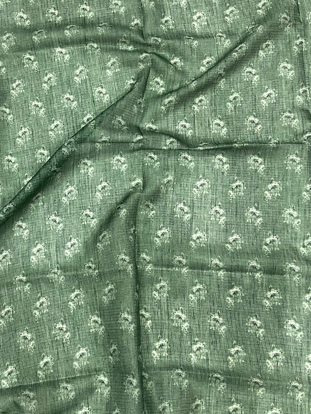 Sage Green Kota Doriya Floral Cut Work Saree by My Store