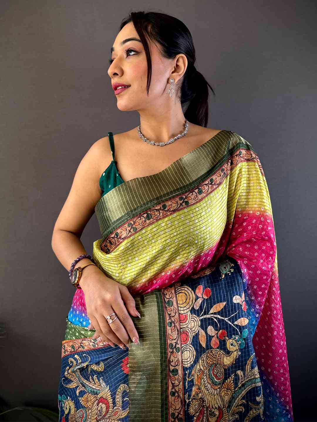 Allure Silk Blend Bandhani Print Saree