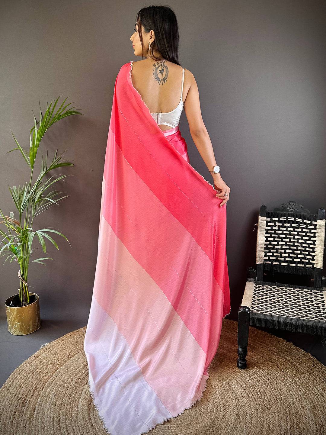 Radiant Chiffon Stonework Saree by My Store