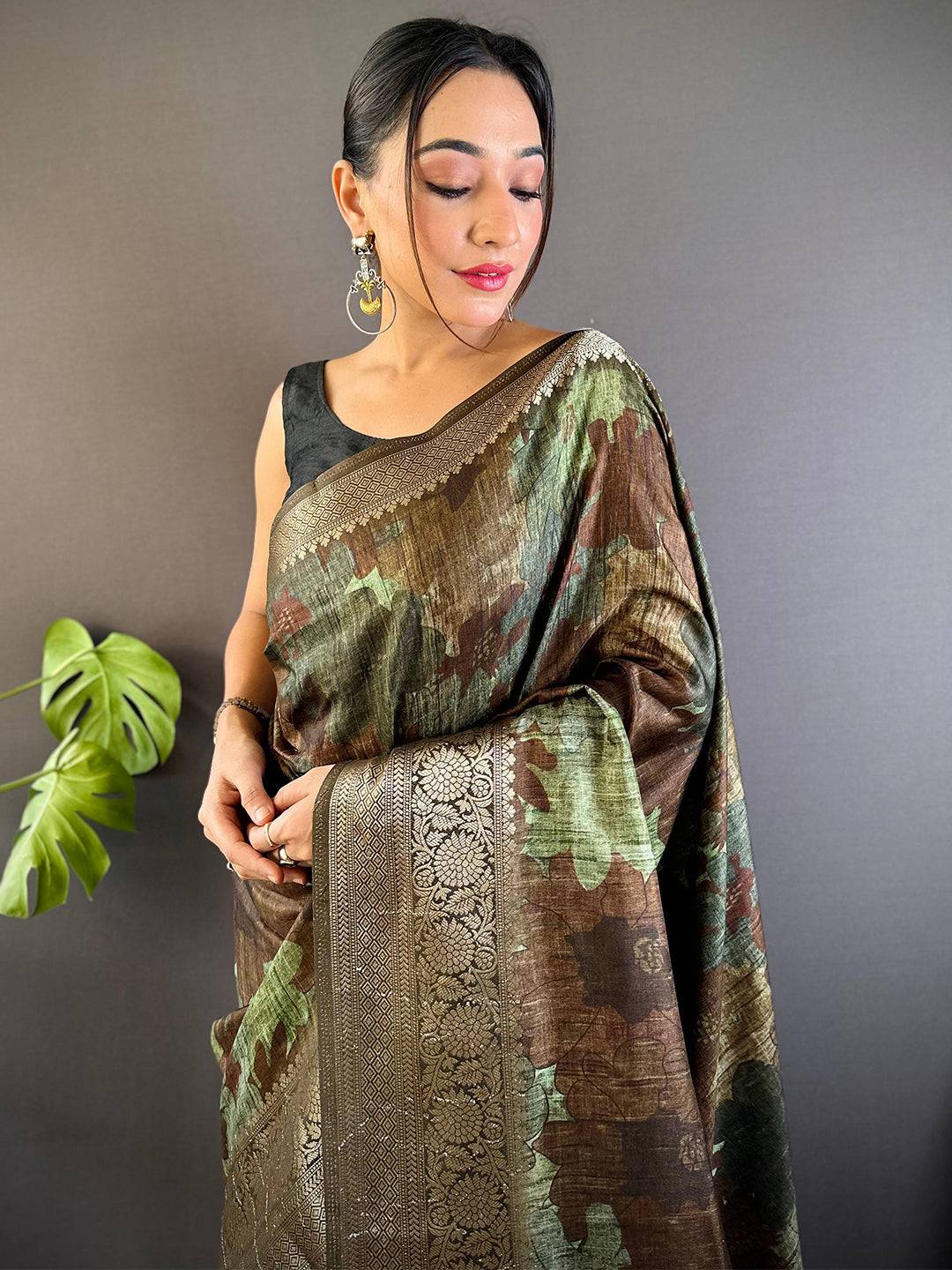 Multi Zari Woven Floral Dola Silk Saree by My Store