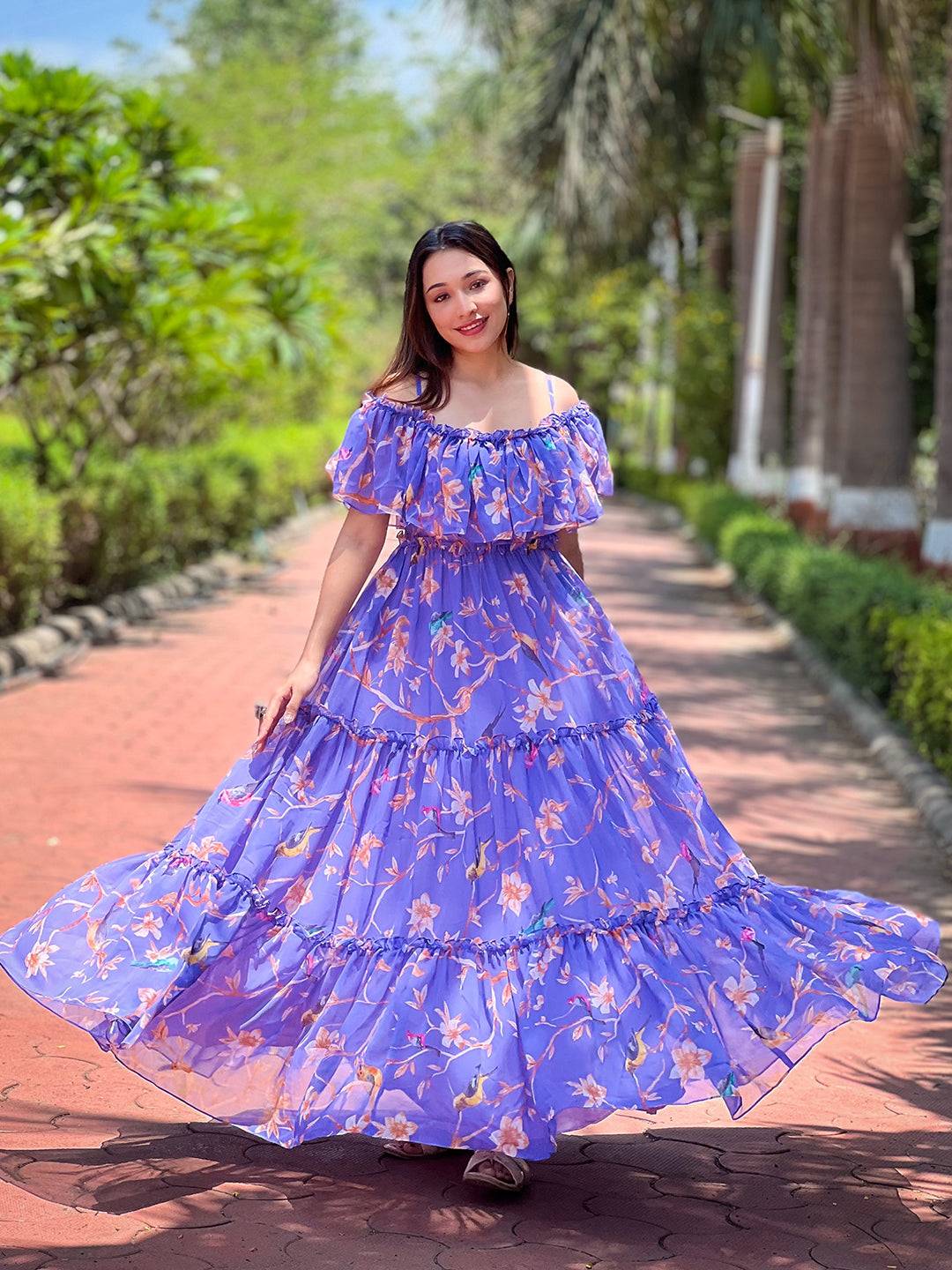 Purple Martini Floral Maxi Dress by My Store