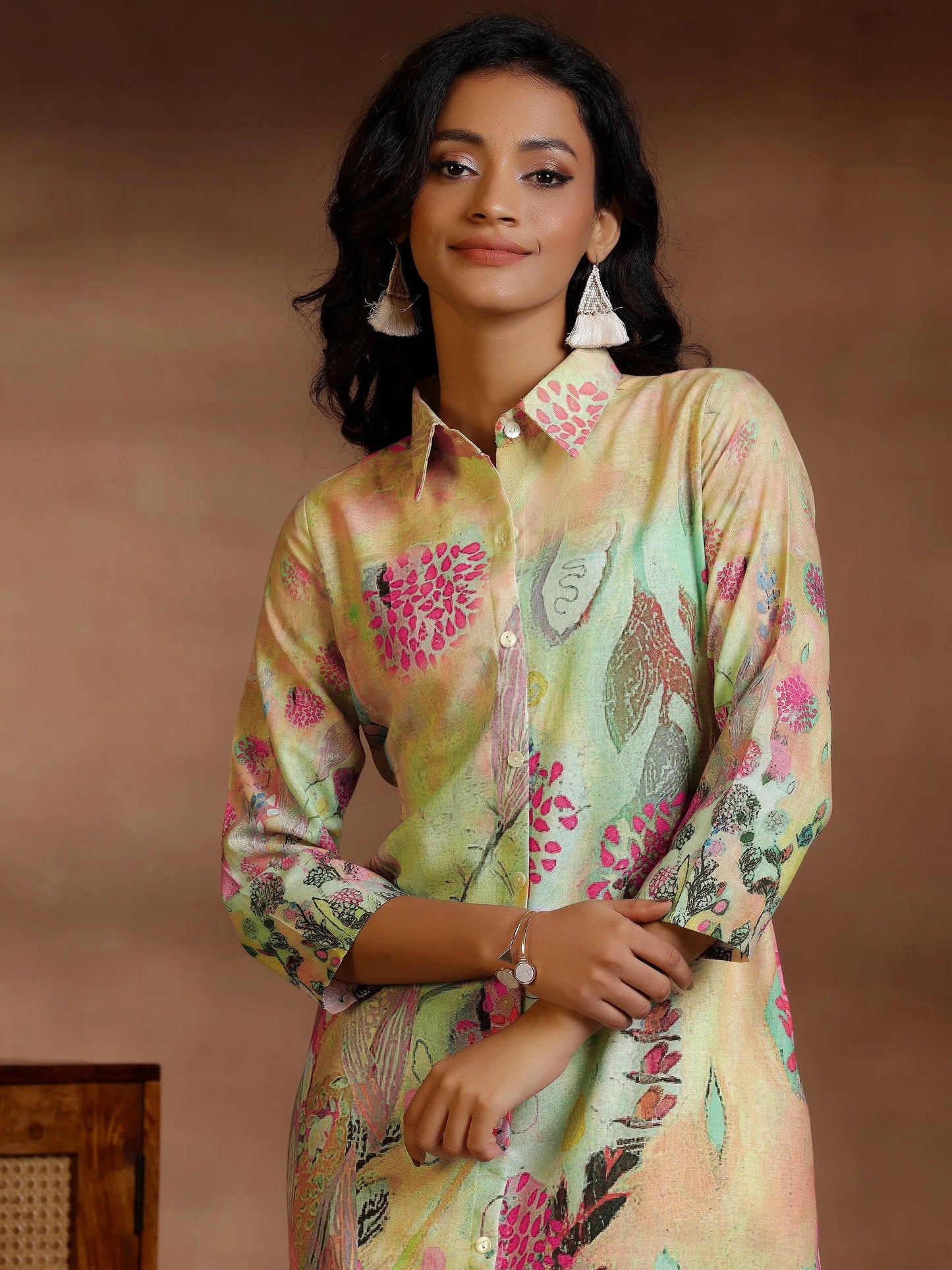 Multi Printed Cotton Blend Shirt Dress by My Store